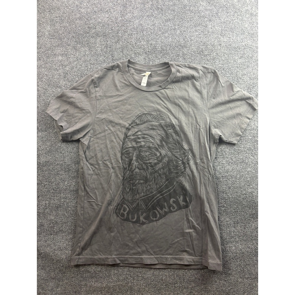 Charles Bukowski T-Shirt Mens Large Gray Graphic Literary Tee